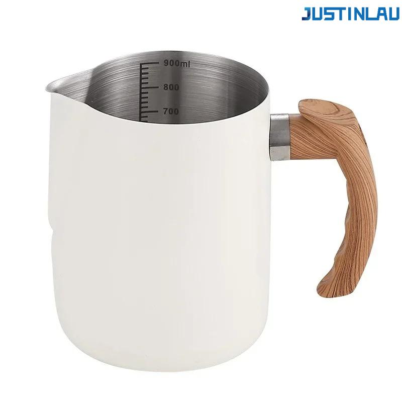 

600/900ML Stainless Steel Milk Frother with Precise Graduations Latte Cup Coffee Utensil Kitchen and Cafe Accessories Barista 600ML белый