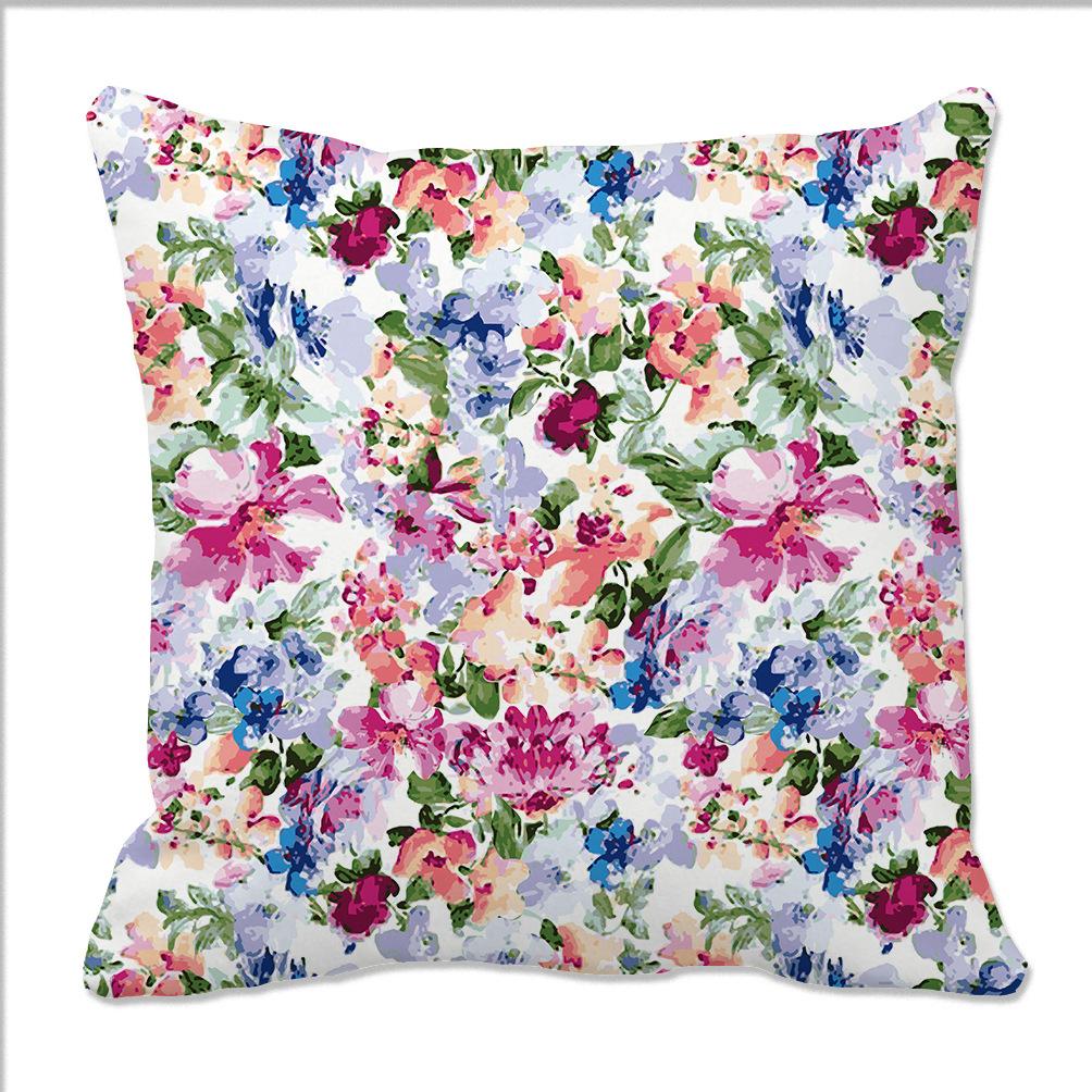 Spring and Summer Floral Contrasting Color Flower Pillow Case Digital Printed Pillow Home Romantic Decoration Sofa Backrest