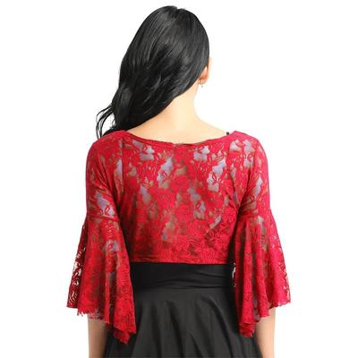 Long Sleeve Belly Dance Top Lace-up Show Costumes Women Lace Shawl