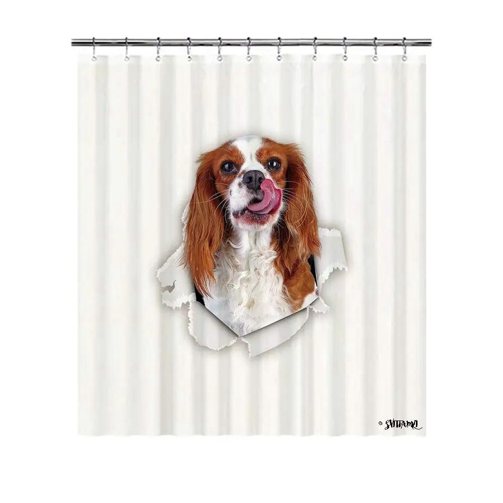 Cavalier King Charles Spaniel Hunde Duschvorhang Wasserdicht Polyester Stoff Badezimmer Duschvorhänge Badezimmer Dekoration Mit Haken