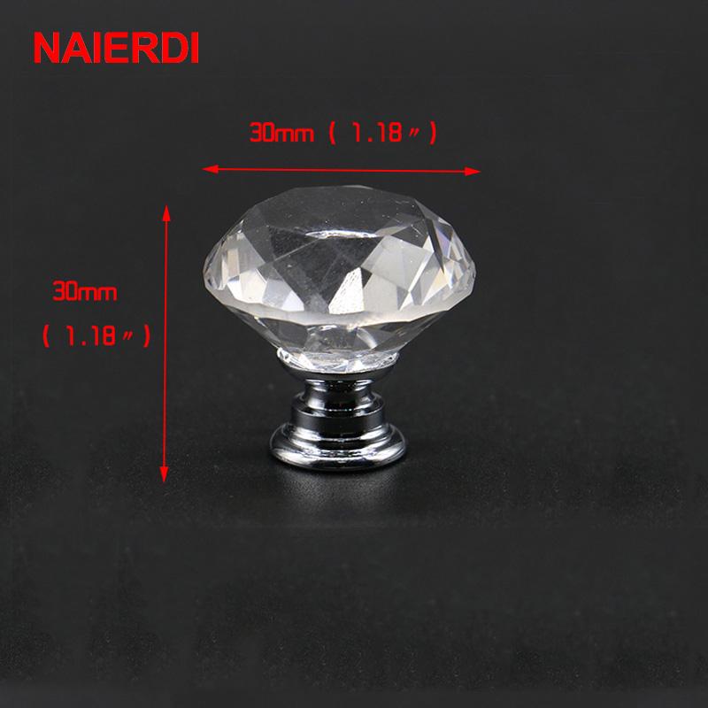 NAIERDI Crystal Handles Diamond Shape Knobs Cupboard Drawer Pulls Cabinet Door Wardrobe Hardware