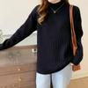 Solid Color Pit Strip Semi-turtleneck Soft Waxy Pullover Knitted Sweater Autumn and Winter New Simple Casual Style Bottoming Sweater Women