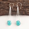 Oval Blue Turquoise Stone Hook Drop Dangle Earrings Jewelry 925 Sterling Silver EE-136-33
