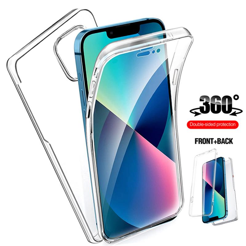 360 Dvojitý plně ochranný kryt na telefon Pro iPhone 13 12 11 Pro X XR XS Max 8 7 6S 6 Plus Průhledný měkký silikonový tvrdý PC kryt