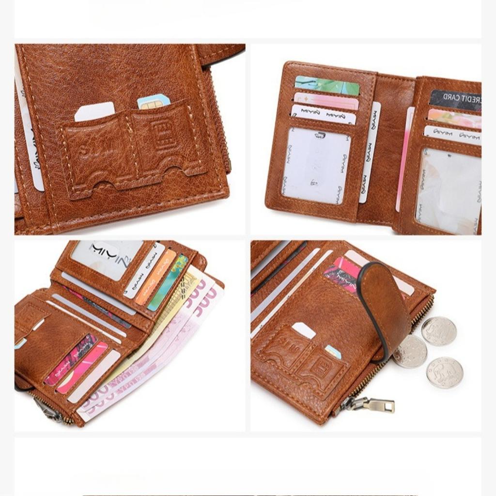 Fashion Women Short Wallet RFID Anti-theft Brush Women's Wallet With Multiple Card Slots Simple Three Fold Card Holder Coin Purse High Quality