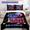 Hockey Enthusiast993 Customize Your Name Bedding Set Breathable Duvet Cover With Pillowcases Decorative Bed Linen For Bedroom Home Decoration Birthday