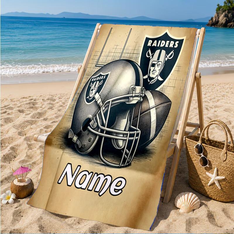 Custom Name Beach Towel Rider's Shield Emblem Microfiber Beach Towel, Lightweight for Summer Travel, Swimming Pool Fan Birthday Gift