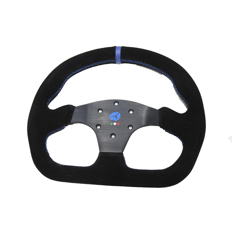 13inch 330mm Type D Steering Wheel Suede Steering Wheel Flat Game Steering Wheel  Blue Yellow Ring