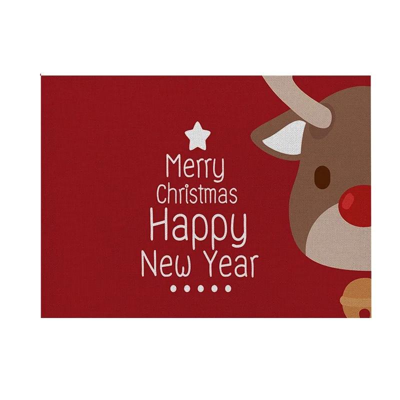 1PC Christmas Decorative Kitchen Placemat Tree Santa Snowman Coaster Dining Table Mats Linen Pad Bowl Cup Mat Xmas Home Decor