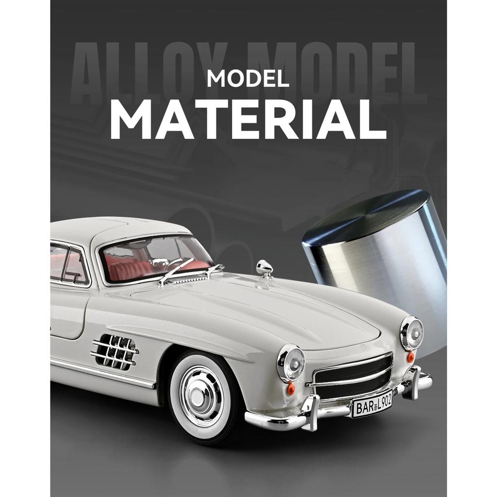 1/18 Mercedes-Benz 300SL Supercar Alloy Car Model Sound and Light Pull Back Children's Toy Collectibles Birthday Gift