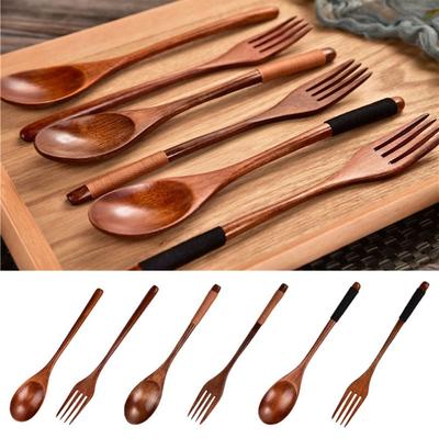 Handmade Wooden Spoon Natural Rice Soups Spoon New Wooden Fork  Kitchen Accessories