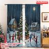 2pcs 2D Flat Printing Merry Christmas Popular Drapes Winter Village Christmas Snow Polyester Without Electricity Party & Holiday