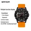 SANDA 3D Multifunction Sports Watch – 3 Time Zones, Waterproof, Student Wristwatch