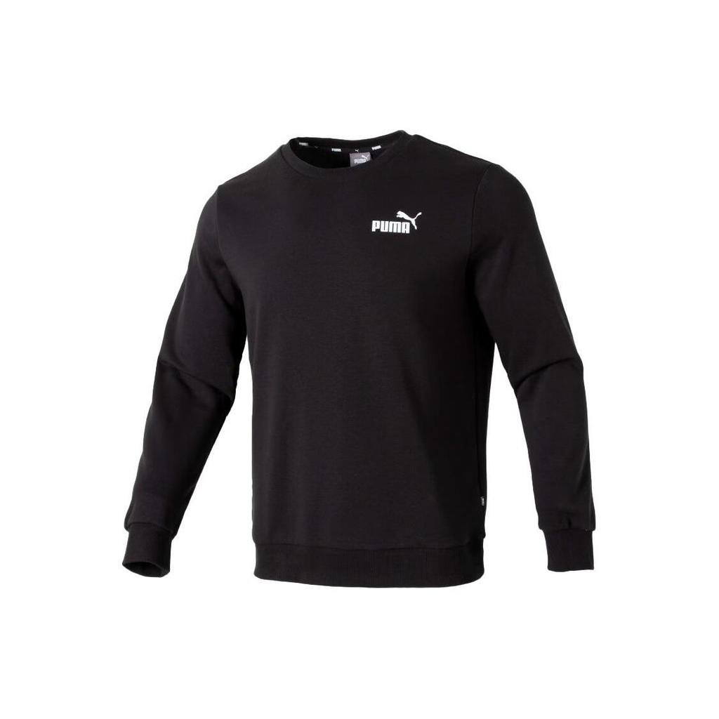 Puma Solid Color Running Training Casual Crew Neck Long Sleeve Sweatshirt Men Sweatshirt Black 683375-01