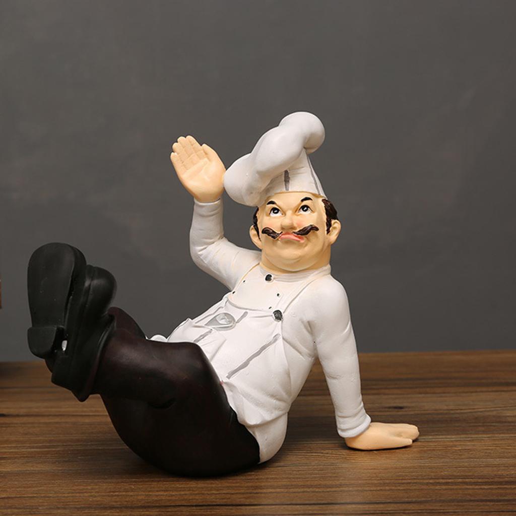 Detailed Cook Sculpture Home Decoration Piece Funny Chefs Resin Statue Miniature For Kitchen Countertops And Shelf Decors