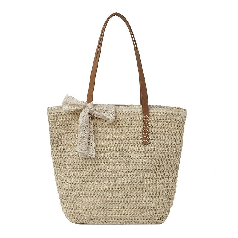 

Large capacity woven bag women s 2025 new straw bag seaside vacation beach shoulder bag commuter tote bag