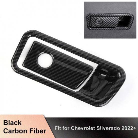Carbon Co-pilot Glove Storage Box Grab Handle Cover Trim For Chevy Silverado 22+