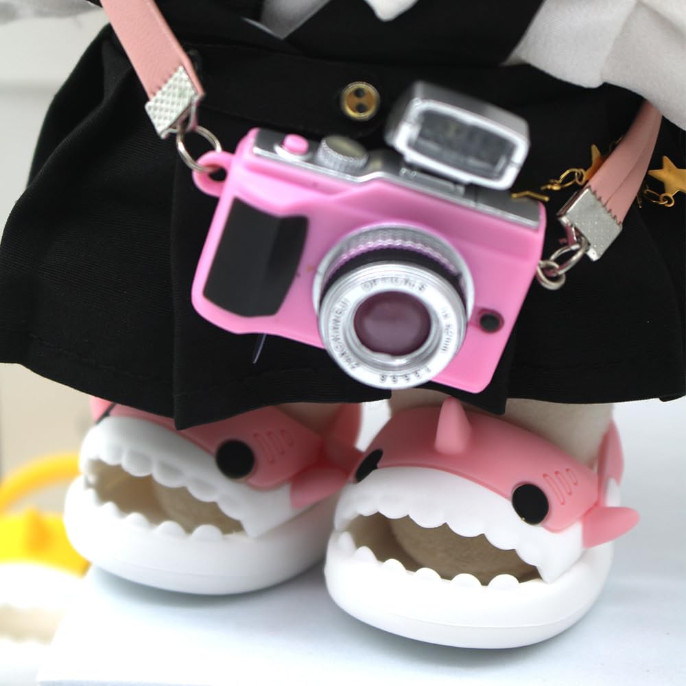 niannyyhouse 20cm Plush Shark Shoes Slippers Cotton Doll Sandals Dress-Up Doll Accessories (Gray)