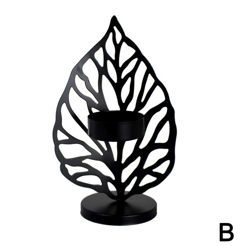Black Wrought Iron Candle Holder Golden Base Living Desktop Decoration Christmas Leaf Room Crafts Simple 2024 Gold