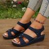 Fashion Low Sandals Woman Leather Shoes Lady 2025 Large Size Suit Female Beige Clogs Wedge Summer Heels Open Toe Low-heeled New Comfort