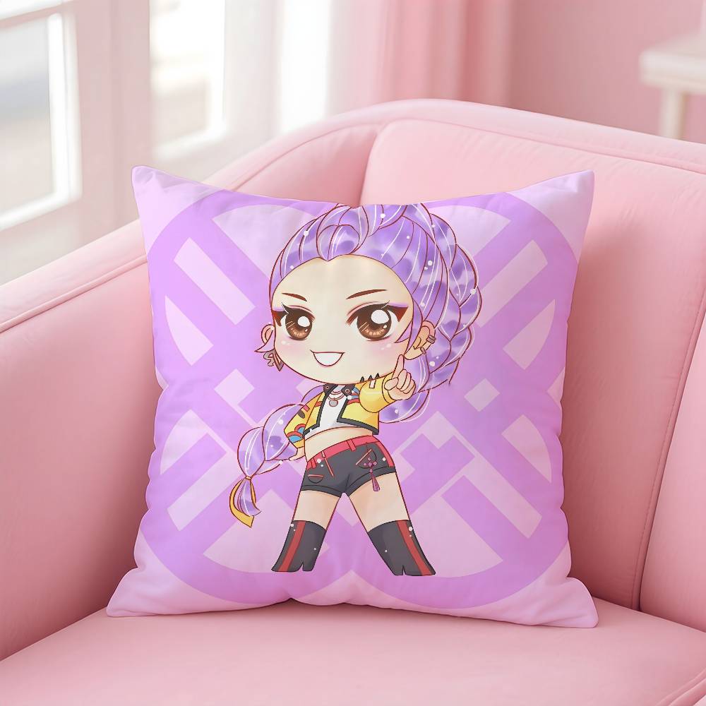 Kpop Demon Hunters Pillow Case, Hot Movie Pattern Printed Cushion Cover, For Anime Fans Living Room Sofa & Bedroom Decor Gift