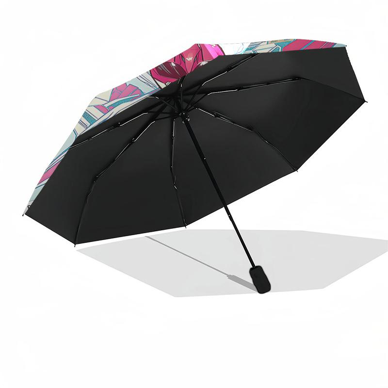 Pink Ranger Inspired Automatic Opening Folding Umbrella - 8 Rib Iron Frame, Portable Design for Outdoor Use, Ideal Gift for Fans and Travele