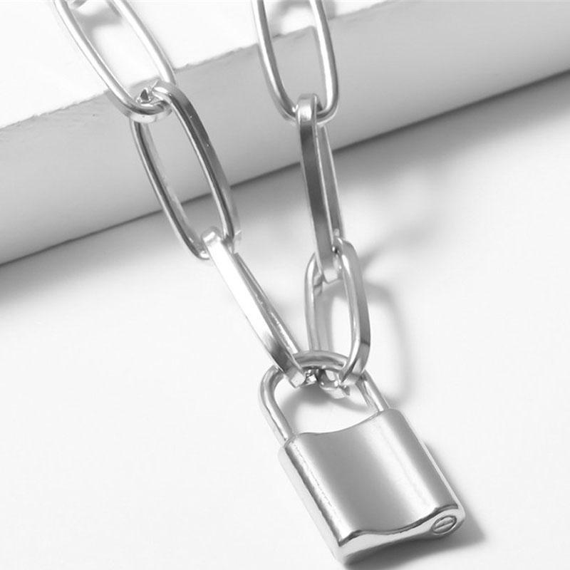 Women Fashion Lock Pendant Choker Necklace Geometric Chain Necklace Girls Jewelry Accessories Gift