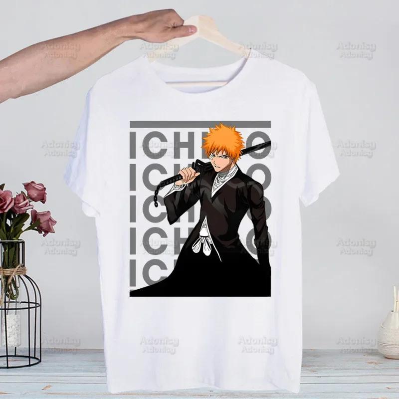 Bleach Kurosaki Ichigo Manga Anime Harajuku T-shirts Summer Men Hip Hop Funny Tshirt Streetwear t shirts Short Sleeve Tops