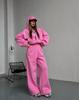European and American Casual Sweater Women's Suit Loose Hooded Cardigan Jacket Elastic Wide-leg Pants Two-piece Set