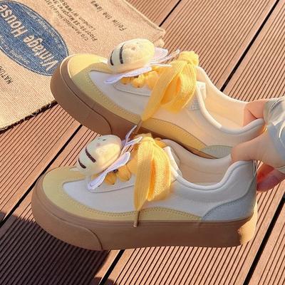 Versatile Cute Canvas Shoes 2024 Autumn New Board Shoes Fashion Low-top Sports and Leisure Women's Shoes White Shoes