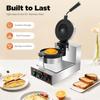 Commercial Electric Burger Waffle Maker with Stainless Steel Material Non-Stick Waffle Press Machine Time Temp Control Ideal fo