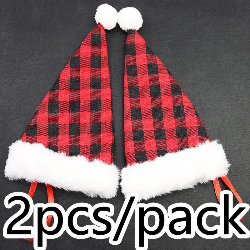 

(2 Pieces/bag) 19cm Christmas Plaid Plush Knife Fork Decoration Christmas New Year Party Tableware Decoration Santa s Hat 19cm красный
