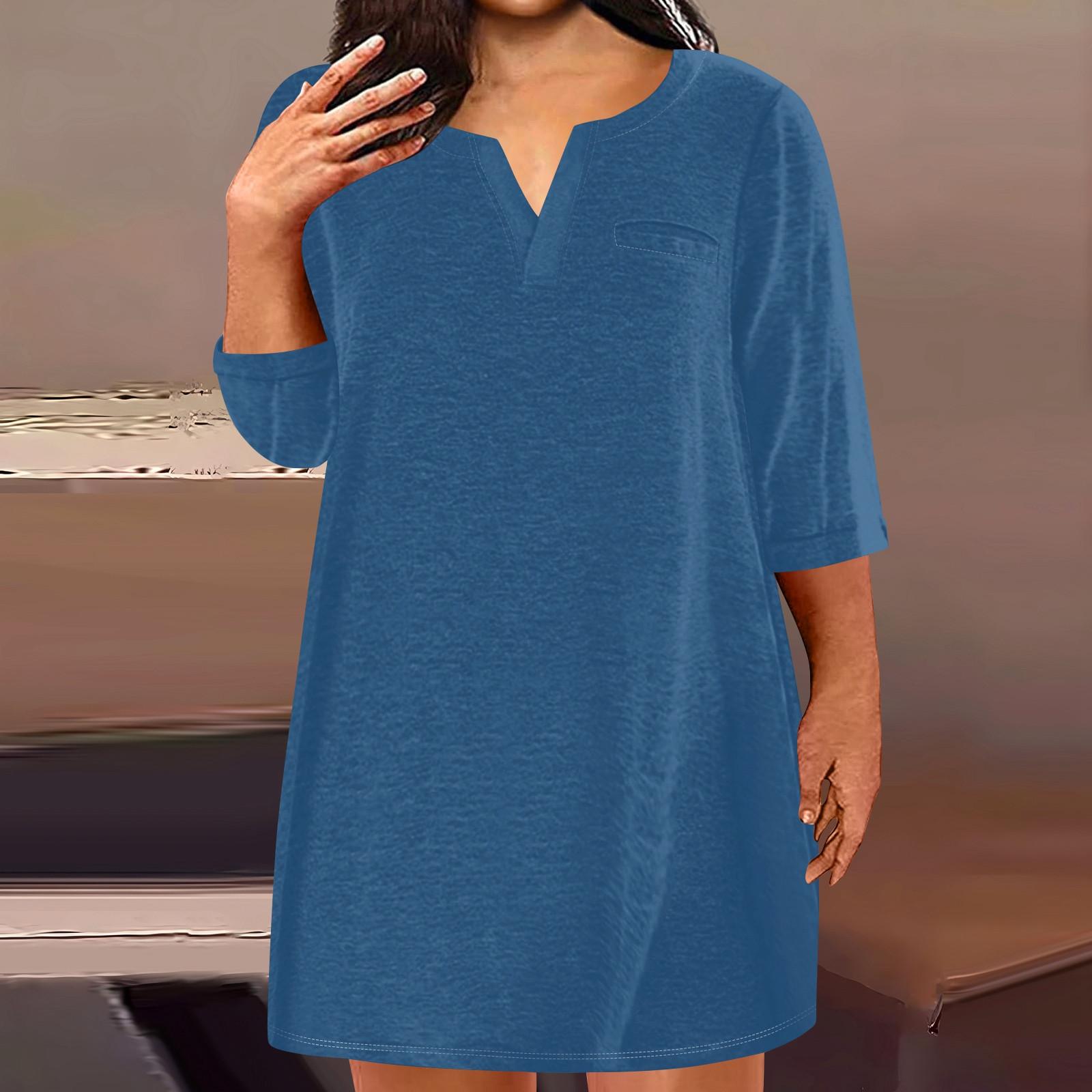 Женская мода большого размера с v-образным вырезом и семью рукавами — фото 6