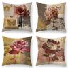 Retro Floral Pattern Throw Pillow Cover With Short Plush Print For Living Room Sofa Decoration Cushion Cover Pillow Covers