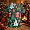 Women's Christmas Print Scrub Top V-Neck Short Sleeve Loose Fit with Pockets