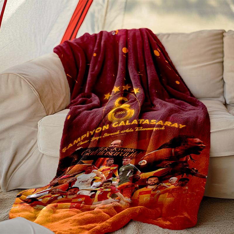1pc Easy-Care Galatasaray SK Blanket, Perfect for Couch, Bed, Home, Travel & More, Warm & Durable Printed Blanket