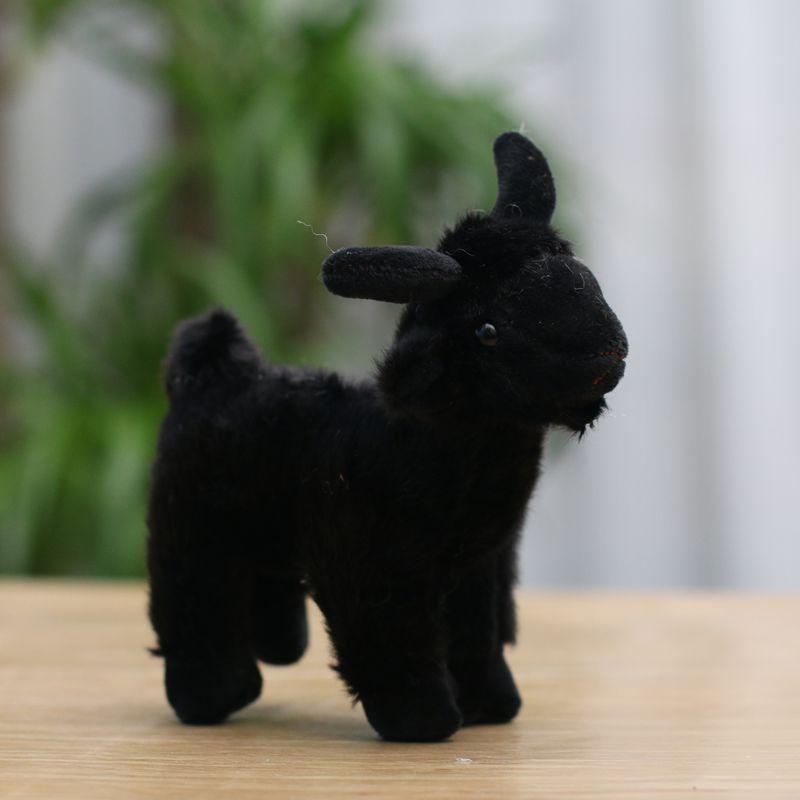 15cm Cute Horned Sheep Plush Doll PP Cotton Filled Soft Baby Goat Stuffed Toy for Children Holiday Gift чёрный