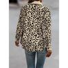 Plus Size Leopard Print Button-Up Jacket with Long Sleeves for Autumn/Winter