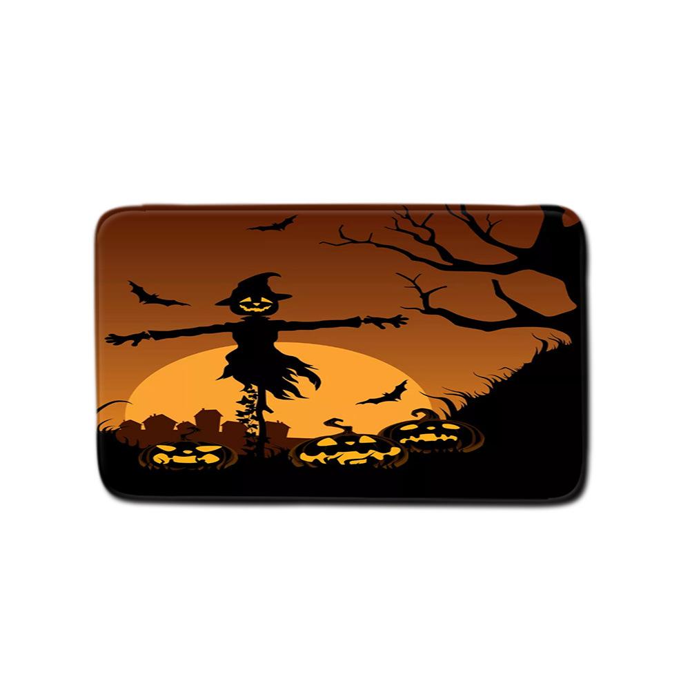 Halloween Duschvorhang Bodenmatte Kombination Vierteilige Haushalts-Fußmatte Schlafzimmer Rutschfester Teppich
