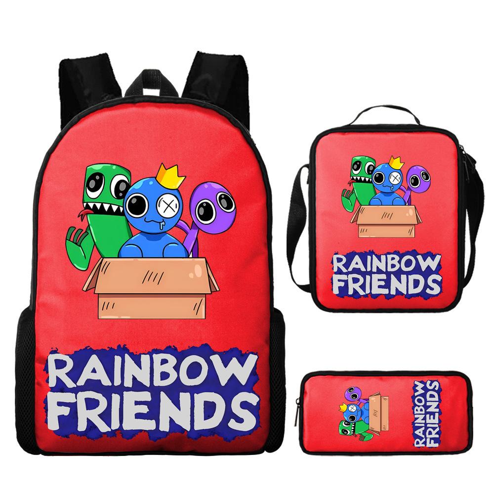 Rainbow Friends Zaino Scolastico Rainbow Friends Zaino Cartone Animato Borsa a Tracolla Astuccio Set da Tre Pezzi