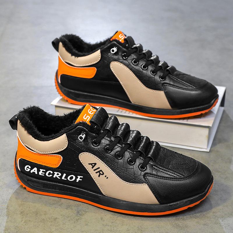 

2025 зимние бархатные теплые мужские туфли на одной педали черные водонепроницаемые хлопковые туфли для трудовой защиты спортивные туфли Форреста Гампа кеды толстая подошва 39