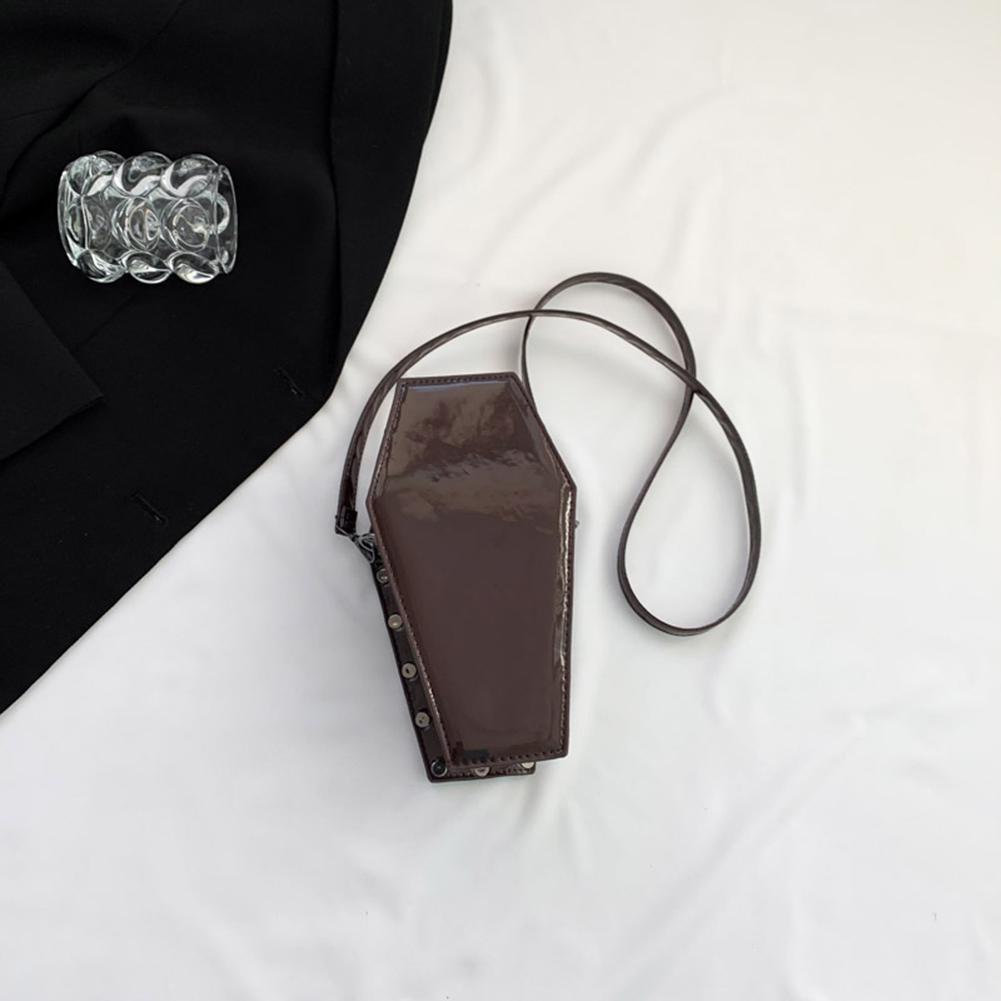 Women Coffin Satchel Purse Cartoon Gothic Coin Purse Strap Adjustable Casual Satchel Bag Y2K Cellphone Bag Halloween Sling Purse
