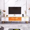 TV Cabinet, LED TV Lowboard with 4 Drawers, Modern TV Table with Two Doors, TV Table for Living Room and Dining Room