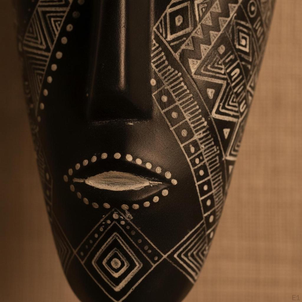 2 Pieces PanCultural Masks with Stand HandPainted Decorative Faceplate Sculptures Geometric