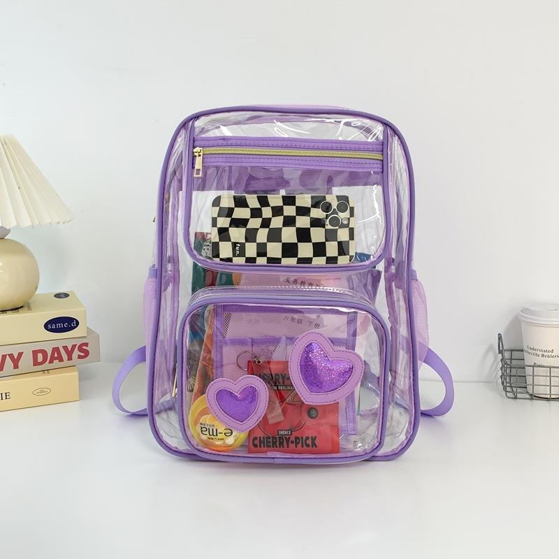 Schoolbag spot supply PVC transparent waterproof backpack 1011 new PVC large-capacity student schoolbag