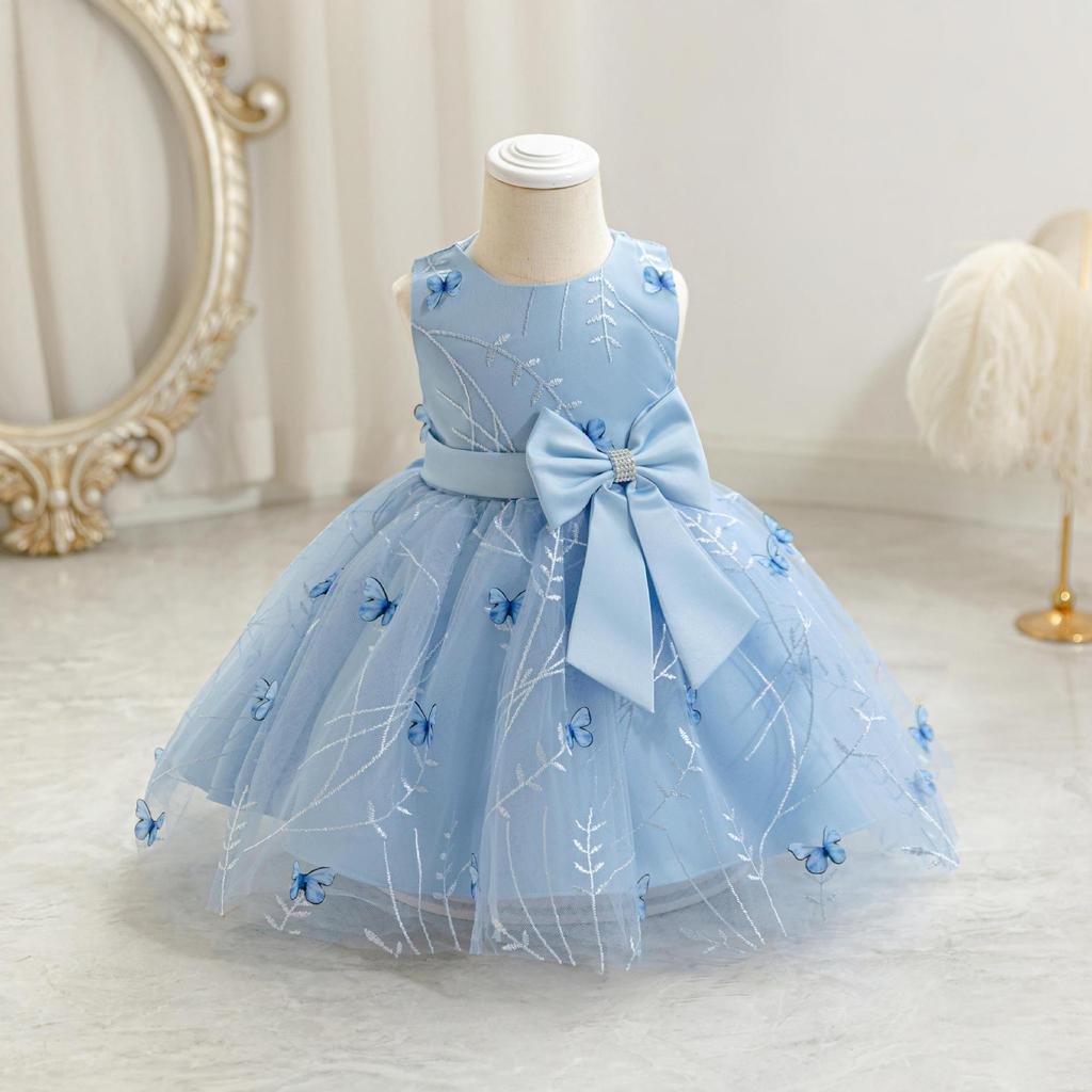 Cute Bowknot Princess Dress For Little Girls Birthday Party Flower Girl Formal Dress