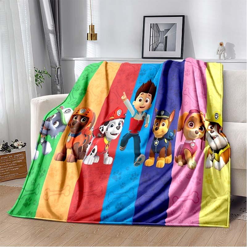 PAW Patrol Cartoon Printed Flannel Blanket Soft Warm All Season Throw For Kids Bedroom Sofa Indoor Home Decor Housewarming Gift