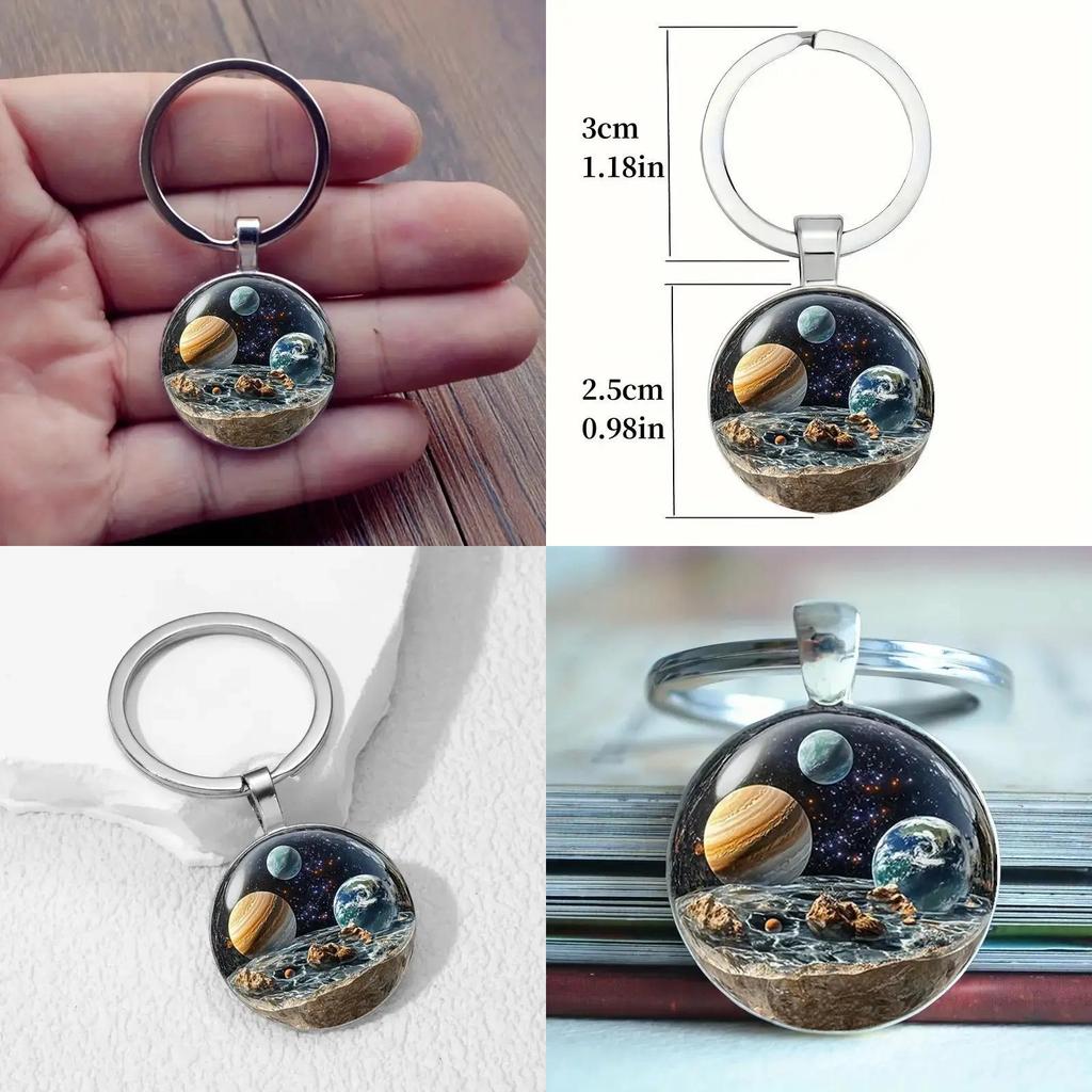 Galactic Planet Theme Keychain With Zinc Alloy Durable Material For Gift Giving And Collectors