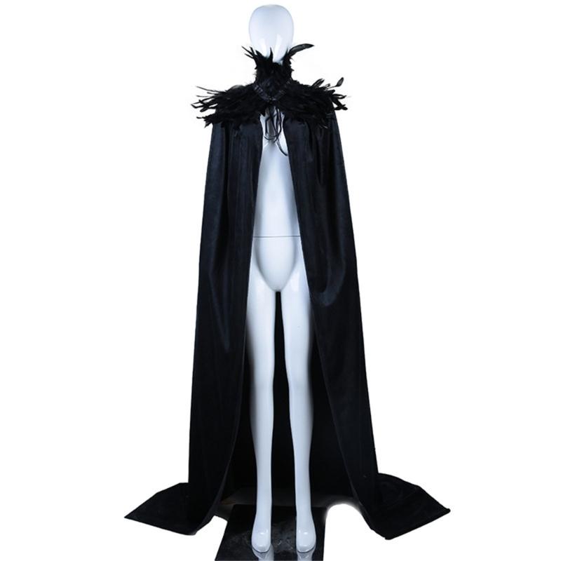 Halloween Costumes Cape Feather Collar Cape Halloween Costume Cape Halloween Cloak for Carnivals Party