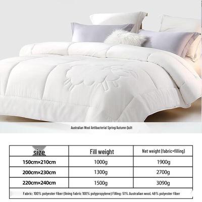 Mercury Home Textiles Antibacterial Australian Wool Winter Quilt